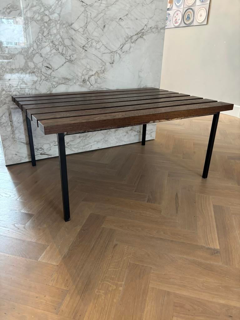 Vintage Wenge latten tafel, Ophalen, Gebruikt, 50 tot 100 cm, 50 tot 100 cm