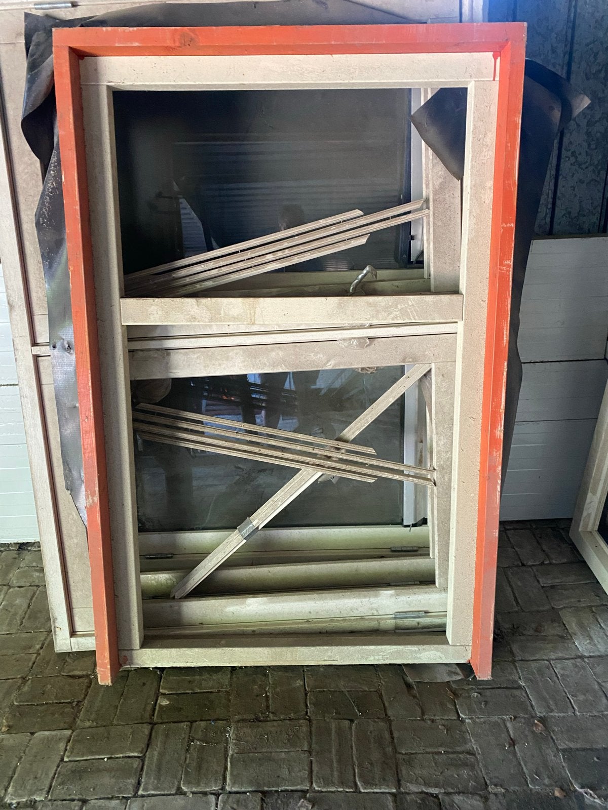 2 Raamkozijnen met bovenlicht - Meranti 67x114mm, Doe-het-zelf en Verbouw, Glas en Ramen, Ophalen, Gevelraam of Ruit, 80 tot 120 cm
