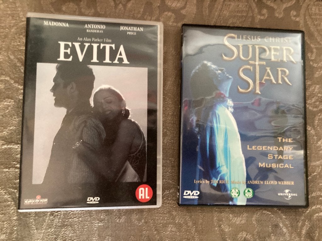 Dvd’s Evita & Jesus Christ Superstar, Alle leeftijden, Ophalen, Zo goed als nieuw