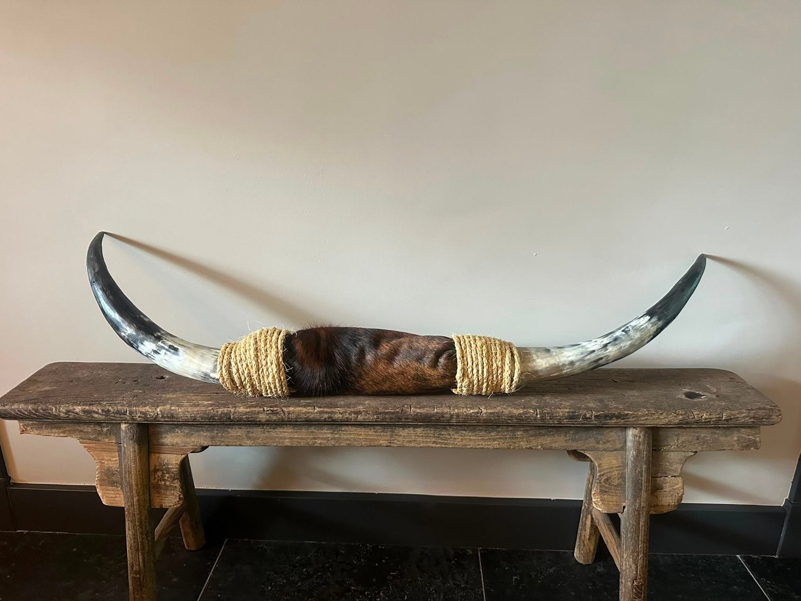Decoratieve Hoorns met Leer en Touw, Huis en Inrichting, Woonaccessoires | Overige, Ophalen of Verzenden, Natuurlijk materiaal