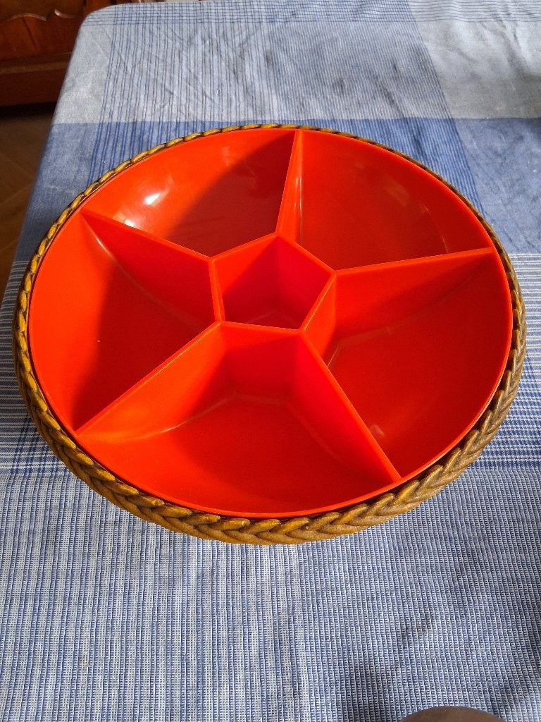 EMSA jaren 70 oranje snackschaal, Verzamelen, Retro, Ophalen of Verzenden, Huis en Inrichting
