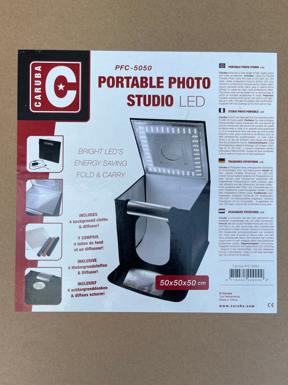 Caruba Portable Fotostudio LED PFC-5050 50x50x50cm, Audio, Tv en Foto, Fotografie | Fotostudio en Toebehoren, Zo goed als nieuw