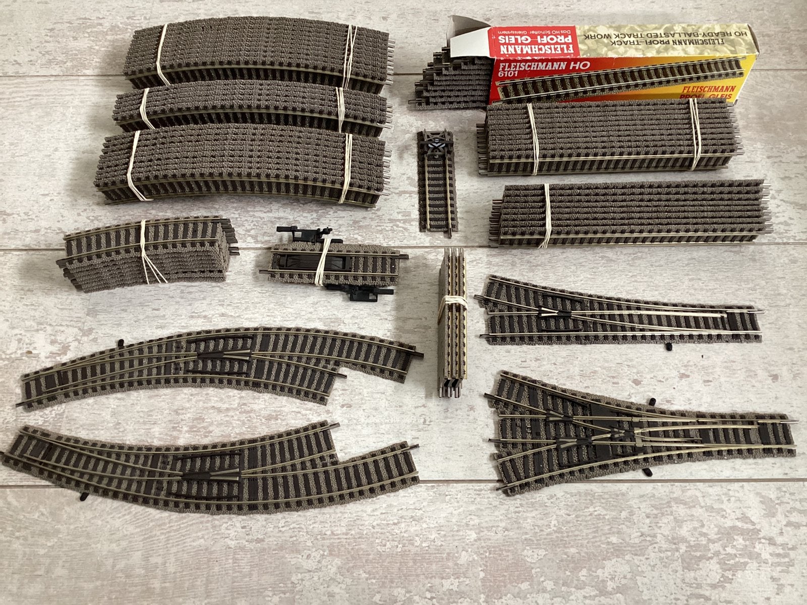 Fleischmann H0 partij profigleis 70stuks incl. wissels, Gebruikt, Gelijkstroom, Fleischmann, Rails