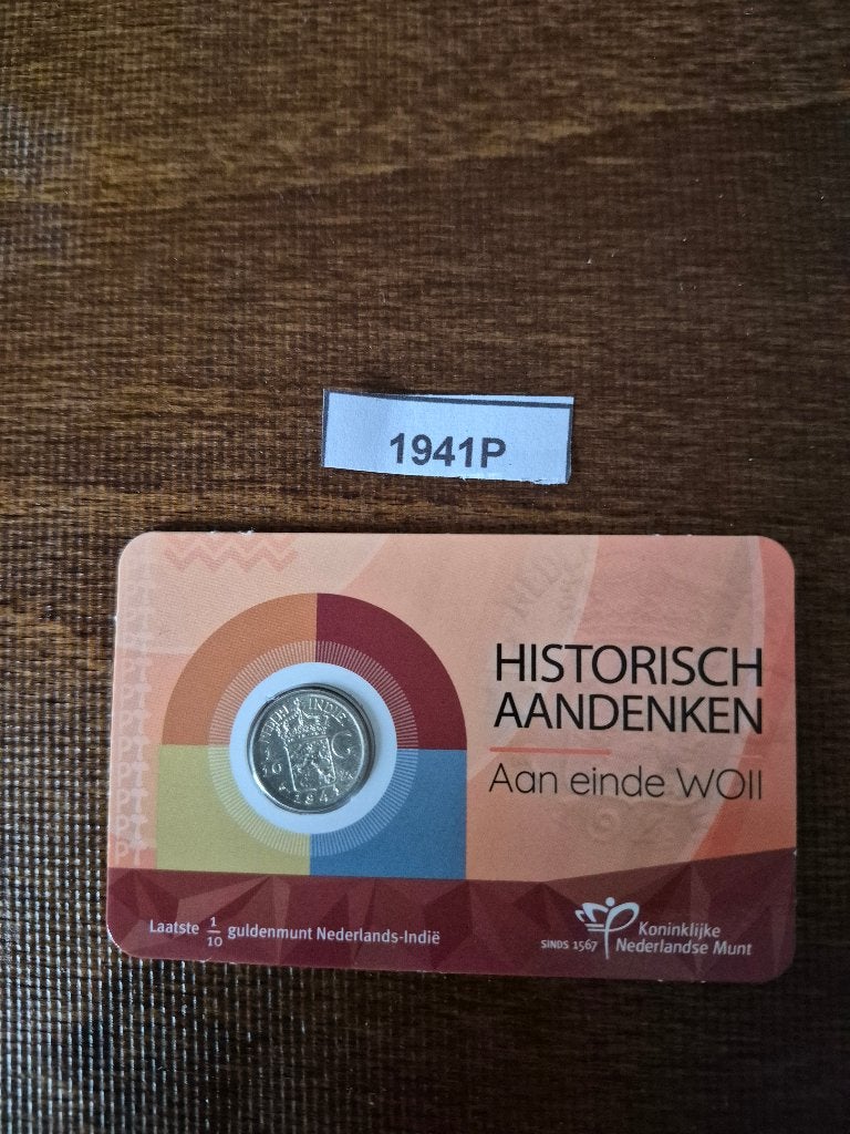2025 Coincard Laatste 1/10 gulden Nederlands-Indië (2 stuks), Ophalen of Verzenden, Koningin Wilhelmina, 10 cent, Setje