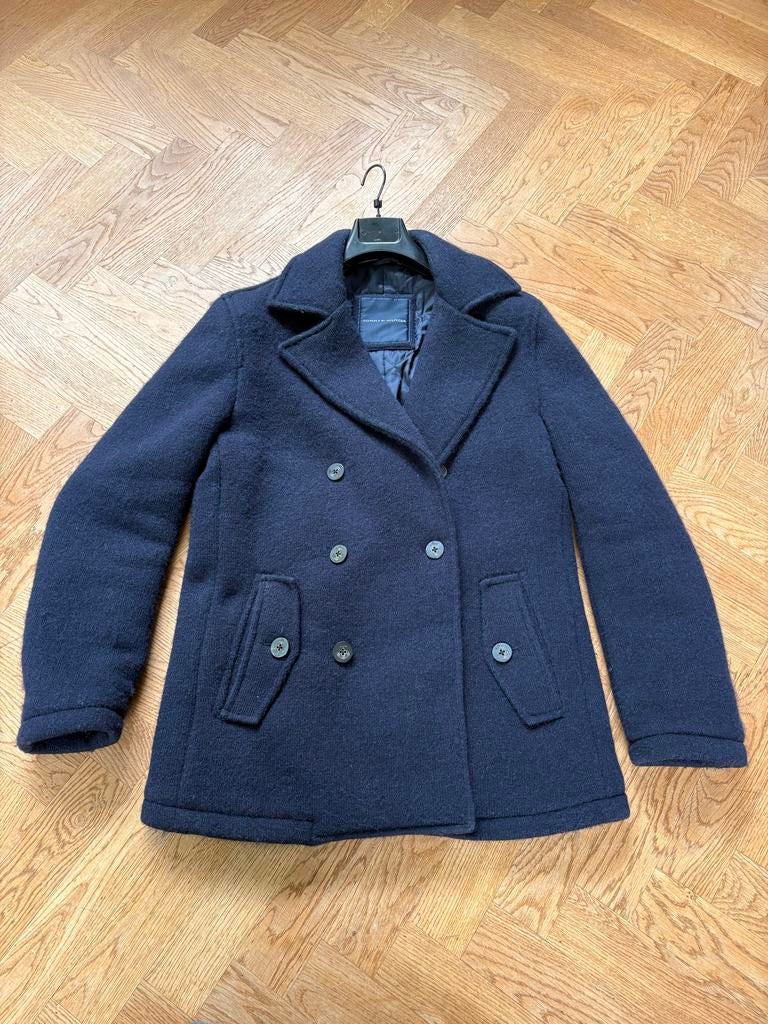 Tommy Hilfiger Wollen Schippersjas Heren - Maat L - Navy, Kleding | Heren, Jassen | Winter, Ophalen of Verzenden, Zo goed als nieuw