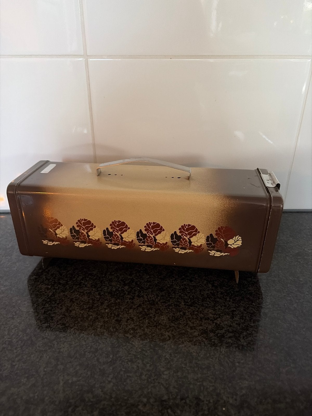 Vintage broodtrommel met bloemmotief, Antiek en Kunst, Ophalen of Verzenden