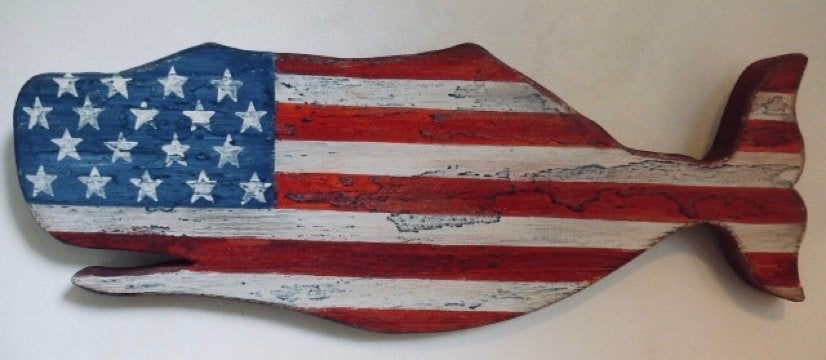 Houten walvis / Amerika / kinderkamer/ decoratie / stoer, 17 cm, Hout, Decoratieobject, Ophalen of Verzenden