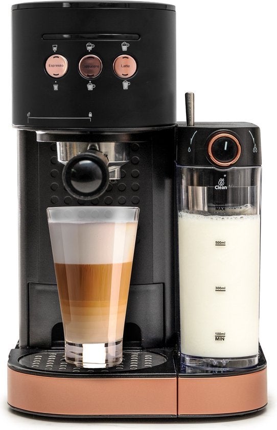 Blumill Koffiemachine Espresso Cappuccino Latte Zo goed als, Afneembaar waterreservoir, Espresso apparaat, 10 kopjes of meer, Gemalen koffie