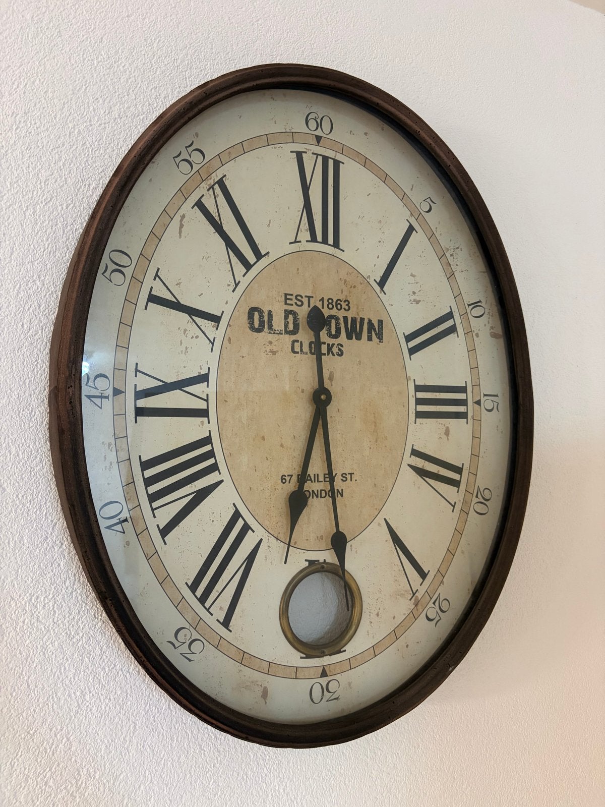 Grote Vintage Wandklok, Ophalen, Wandklok, Met slinger, Analoog