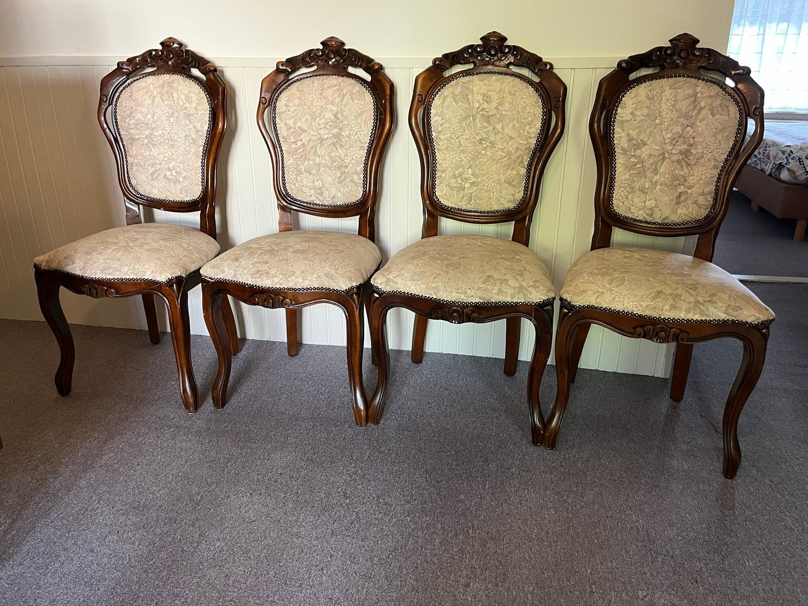 Set van 4 antieke Barok eetkamerstoelen, Ophalen