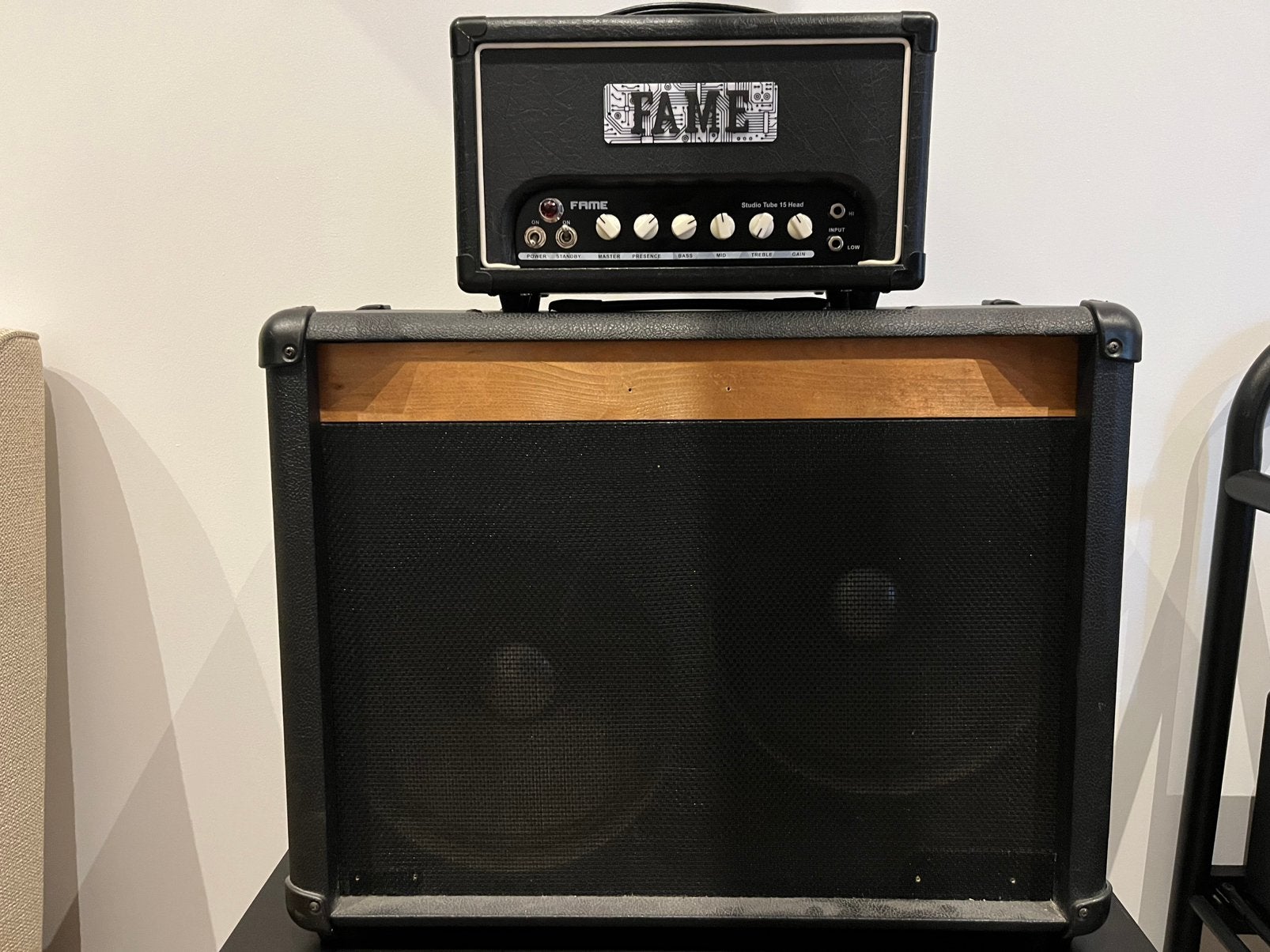 Fame studio 15w buizen + 2x12 inch cabinet, Muziek en Instrumenten, Ophalen, Gebruikt, Gitaar, Minder dan 50 watt