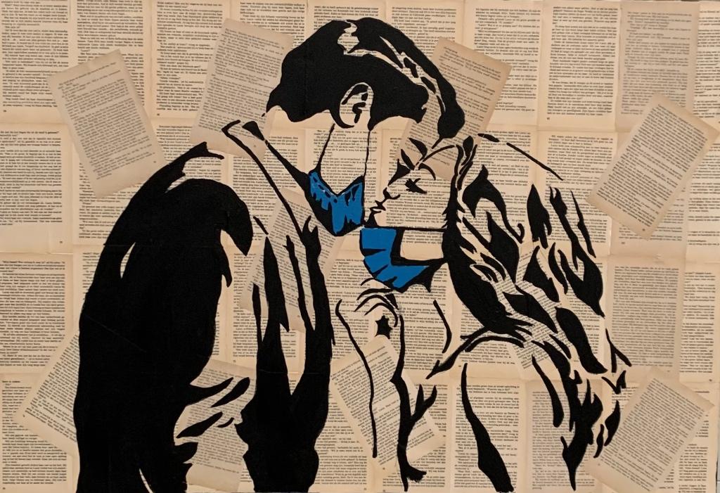 Popart op Krant Coronatijden, Ophalen, Oorspronkelijke maker, Nieuw, Schilderij