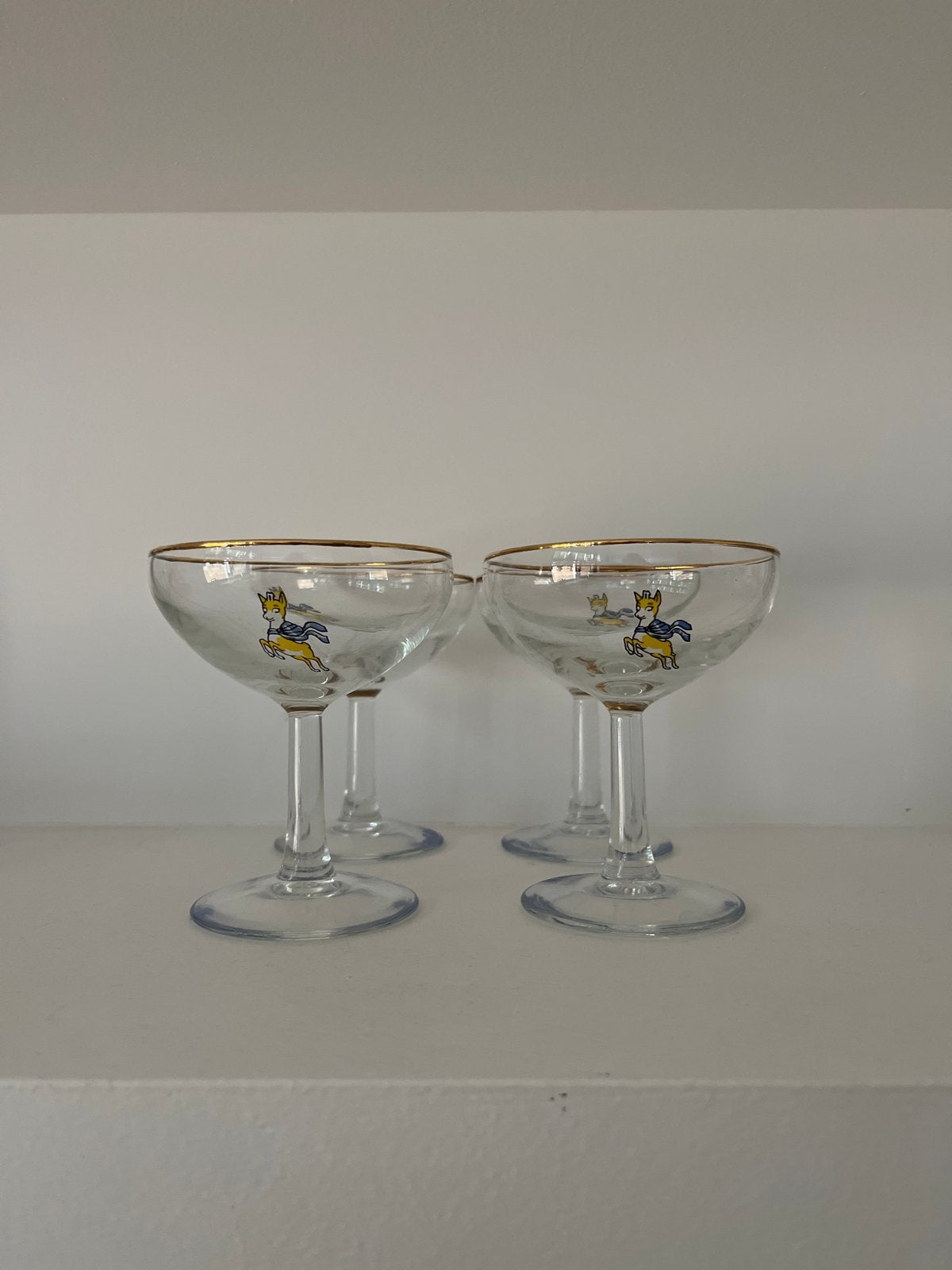Set van 4 vintage Babycham champagneglazen, Ophalen
