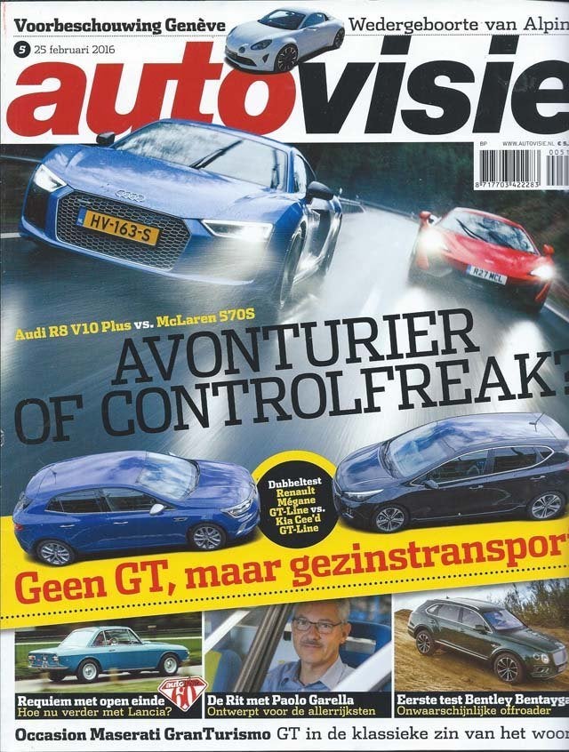 Autovisie 5 2016: Kia Cee'd GT-Line - Renault Megane GT Line, Ophalen of Verzenden, Gelezen, Algemeen