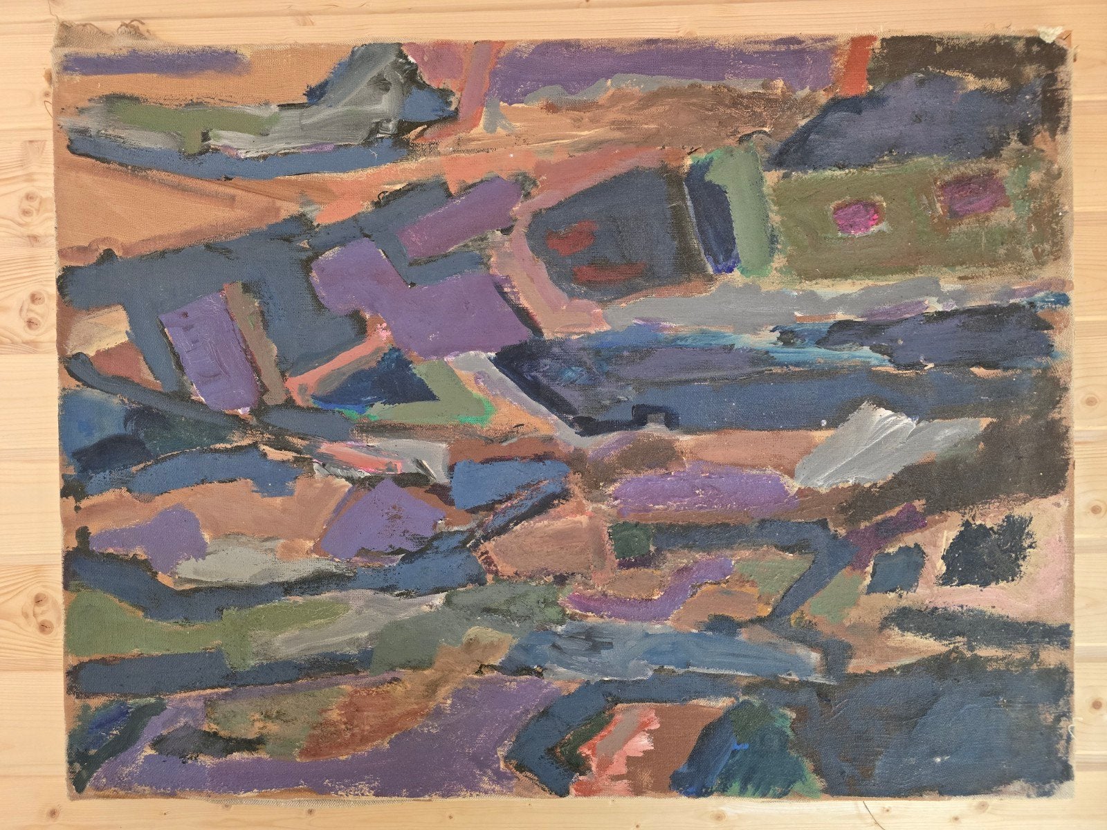 Zeer groot abstract schilderij 75x100 cm van P.C. Kuiper, Ophalen of Verzenden