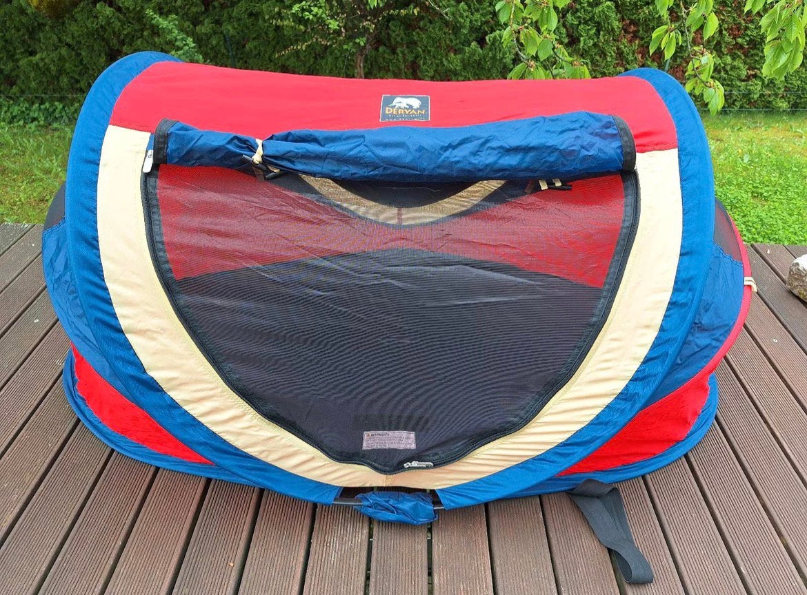 Deryan Peuter Luxe Reisbedje Rood/Blauw, Kinderen en Baby's, Babywiegjes en Ledikanten, Ophalen, Zo goed als nieuw, Reisbedje