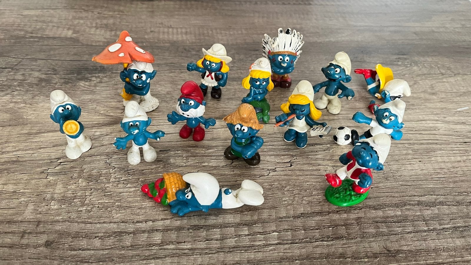 Verzameling van 40 jaar oude Smurfen figuren, Verzamelen, Ophalen of Verzenden, Gebruikt, Verschillende Smurfen, Poppetje, Figuurtje of Knuffel
