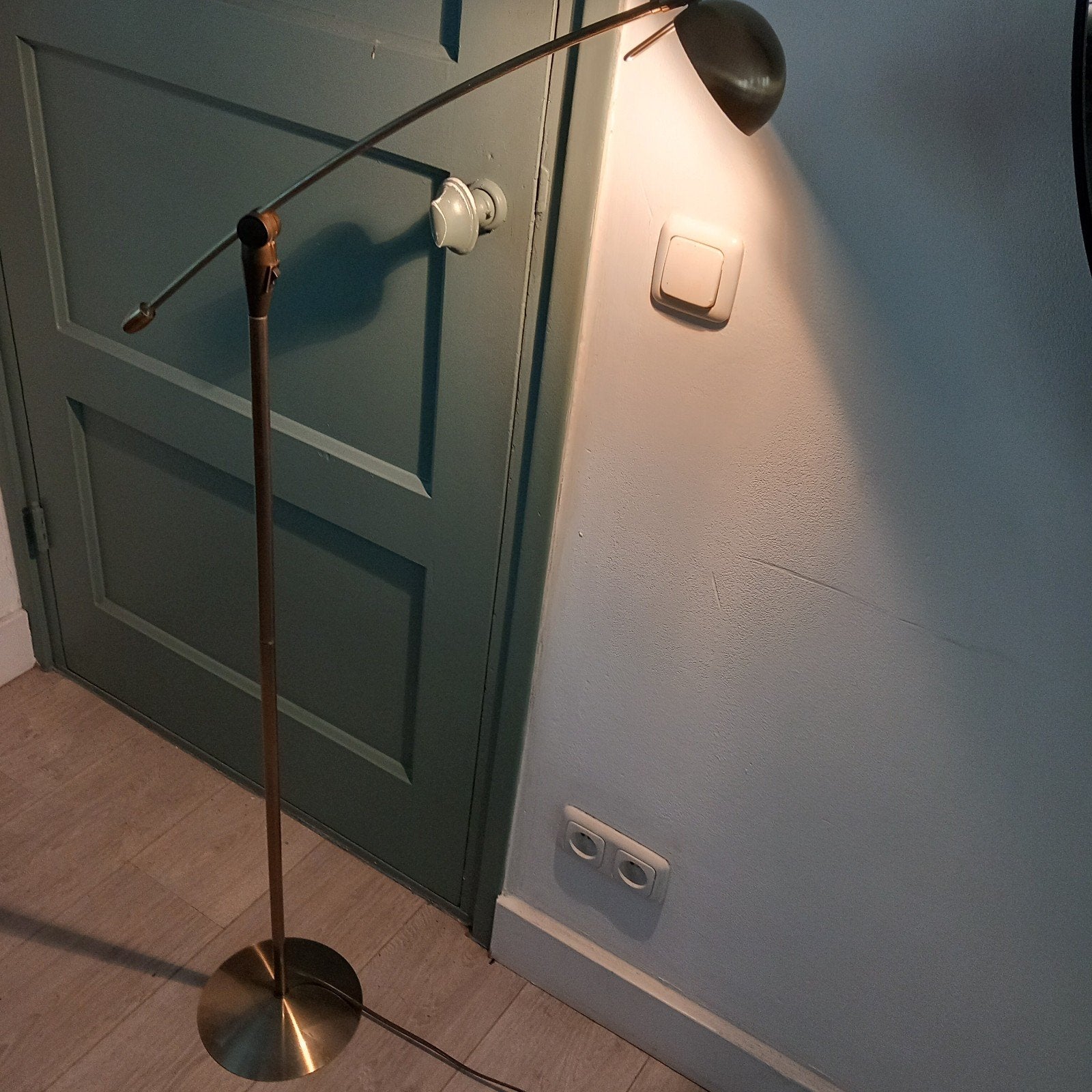 Koperen staande leeslamp nieuwstaat, Huis en Inrichting, Lampen | Vloerlampen, Ophalen of Verzenden