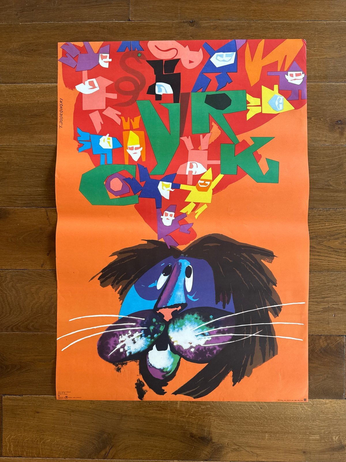 Poolse CYRK Poster Leeuw - Tadeusz Jodlowski, Deurposter of groter, Ophalen of Verzenden, Overige onderwerpen, Rechthoekig Staand