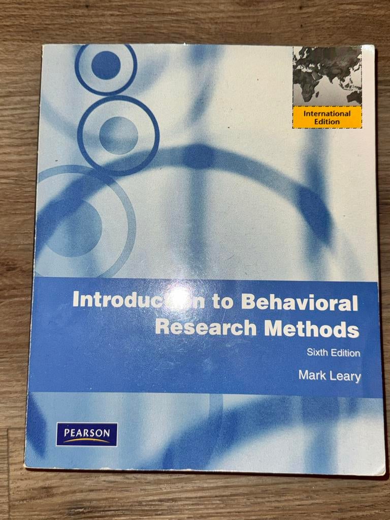 Introduction to Behavioral Research Methods - Mark Leary, Ophalen of Verzenden, Gamma, Gelezen, WO