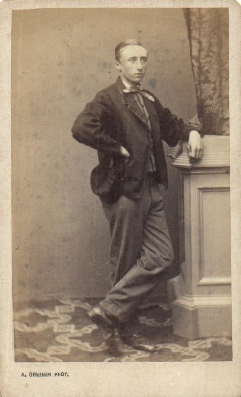 CDV - A. Greiner 8 - Nieuwendijk L 87 - Amsterdam -Dun/oud, Gebruikt, Verzenden, Foto, Voor 1940