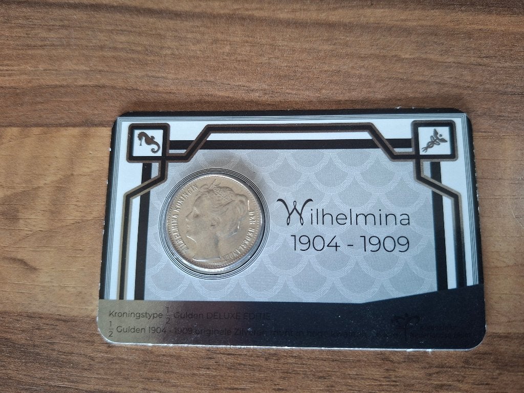 Coincard zilveren halve gulden Wilhelmina 1909 nieuwstaat!, ½ gulden, Setje, Zilver, Ophalen of Verzenden