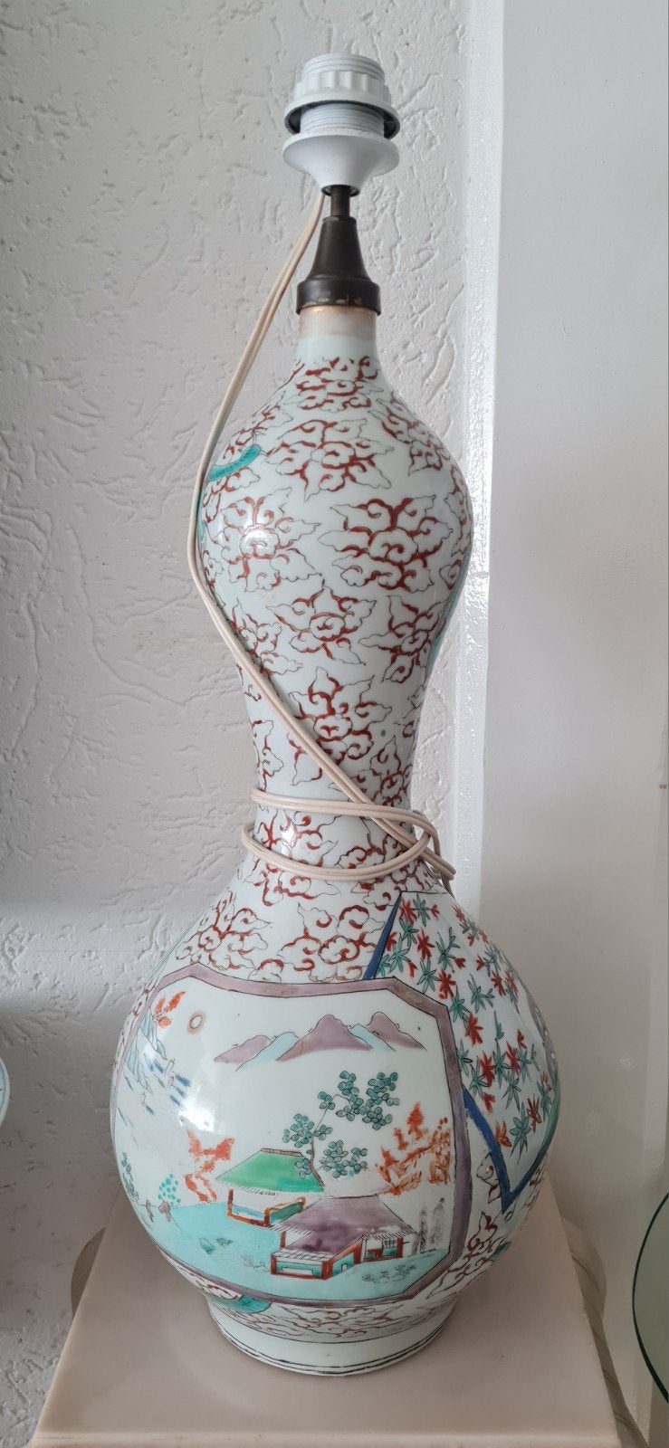 Antieke Chinese porseleinen vaaslamp, Ophalen of Verzenden