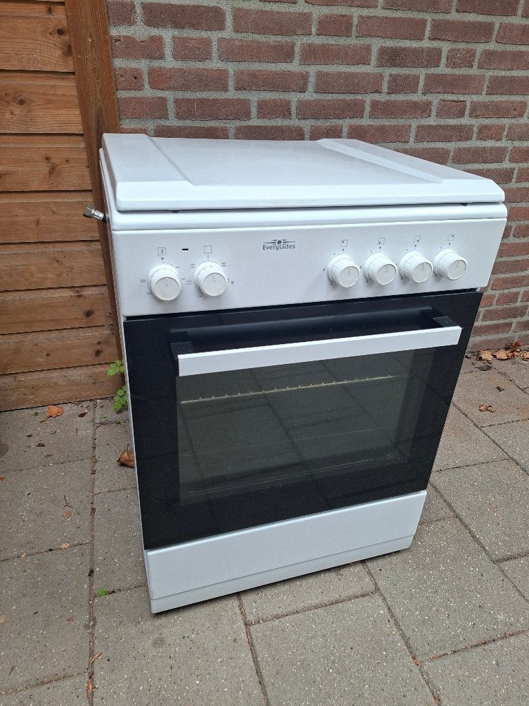 Gasfornuis 2 jr oud Everglades, Witgoed en Apparatuur, Ophalen, Hete lucht, 60 cm of meer, 4 kookzones