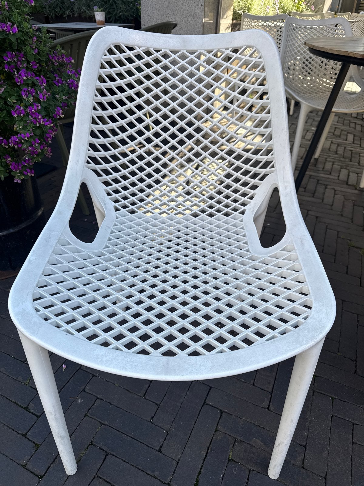 Witte kunststof tuinstoel - Los of per 10 stuks, Tuin en Terras, Ophalen, Gebruikt, Kunststof, Stapelbaar