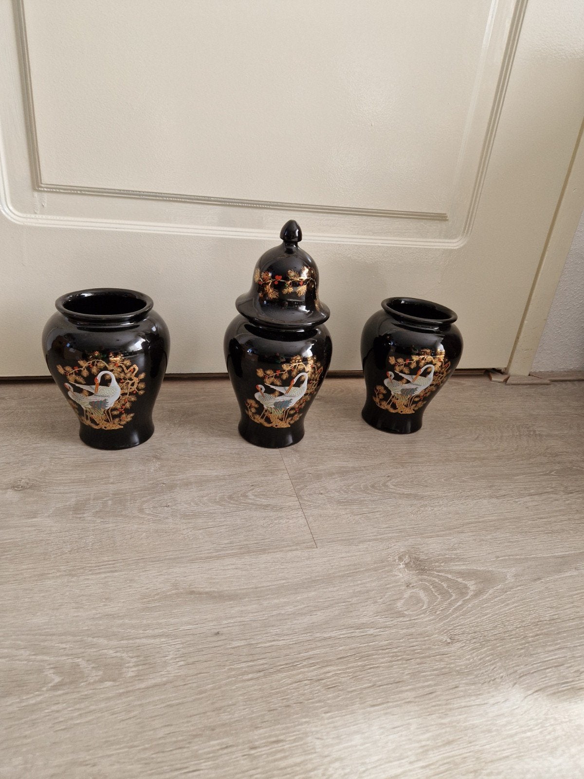 Set van 3 Italiaanse vazen met kraanvogeldecor, Ophalen of Verzenden