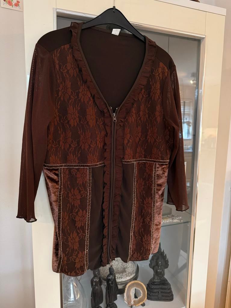 Bruin vest met rits en kant maat 46, Bruin, Maat 46/48 (XL) of groter, Ophalen of Verzenden, Zo goed als nieuw