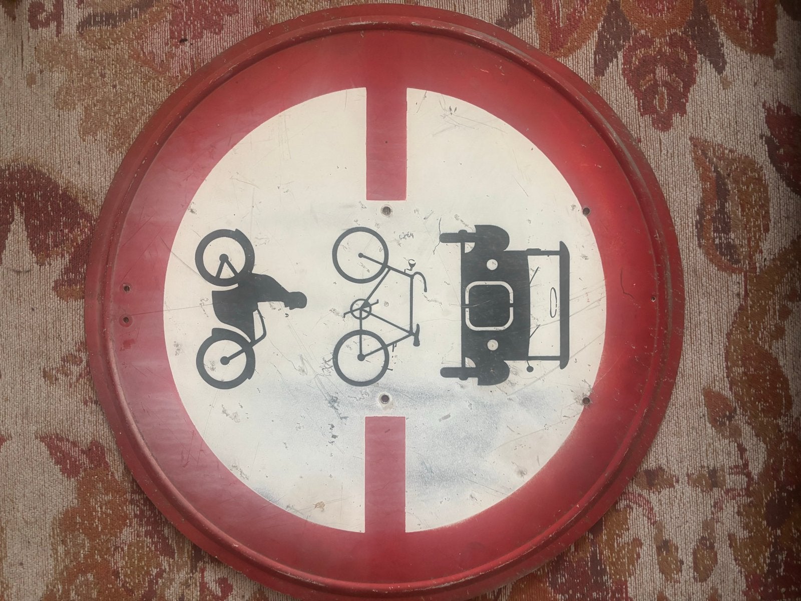 Oud vooroorlogs blikken verkeersbord 'Gesloten verklaring', Antiek en Kunst, Ophalen of Verzenden