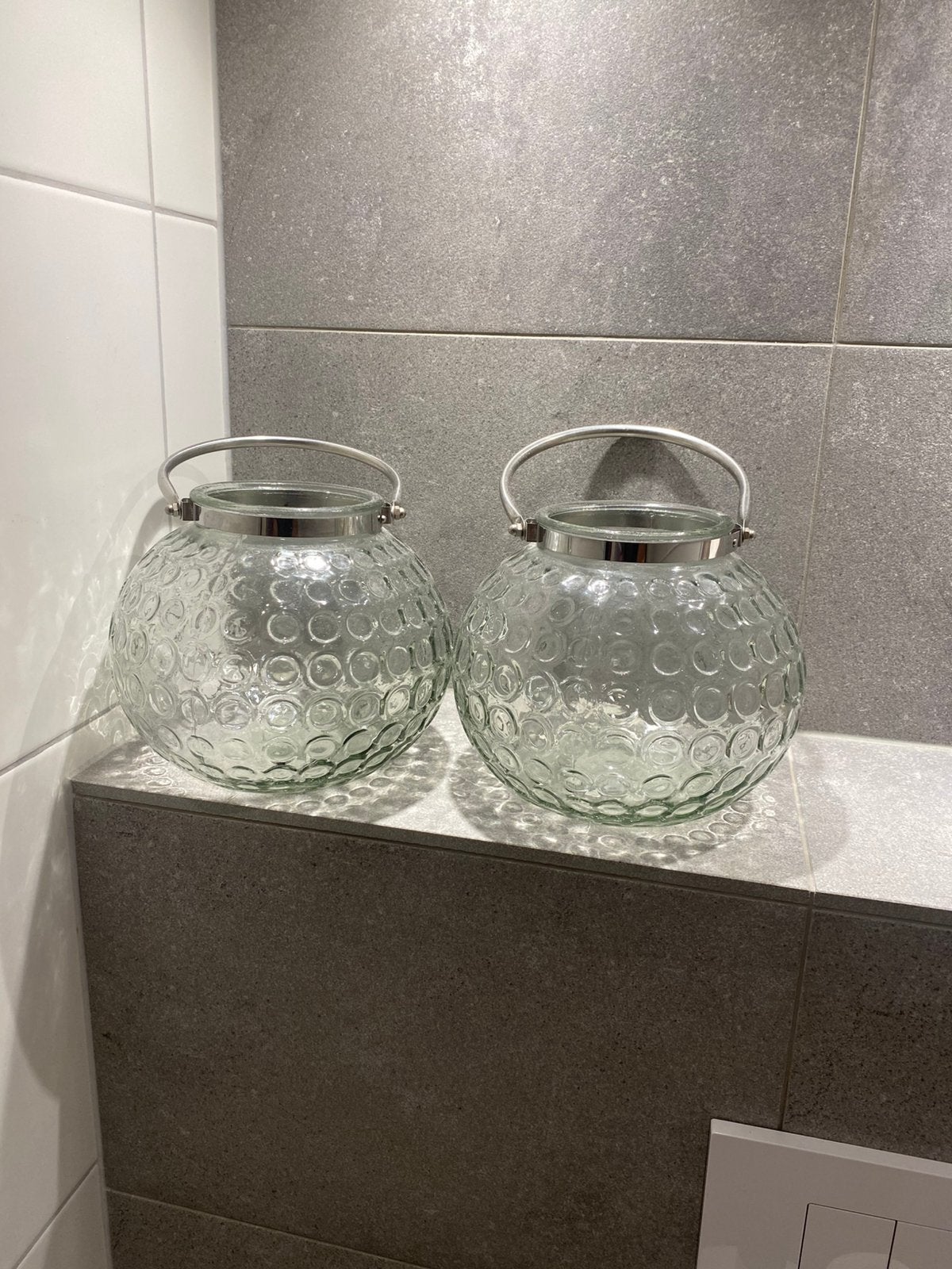 2 glazen potten, Huis en Inrichting, Woonaccessoires | Stolpen, Ophalen, Zo goed als nieuw