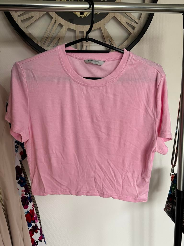 Vera & Lucy roze crop top maat L, Maat 42/44 (L), Ophalen of Verzenden, Korte mouw, Roze