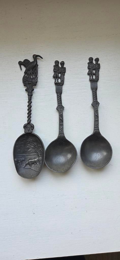 3x tinnen lepel, Ophalen of Verzenden