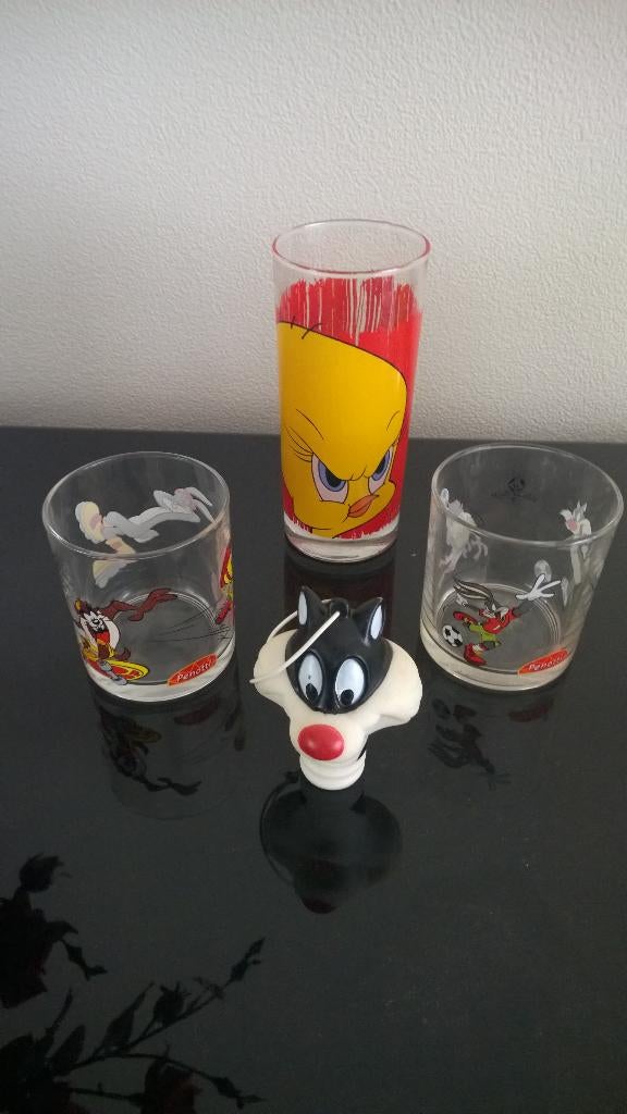Looney Tunes /Pinnotti/Tweety/ Silvester The Cat, Ophalen of Verzenden, Nieuw, Frisdrankglas