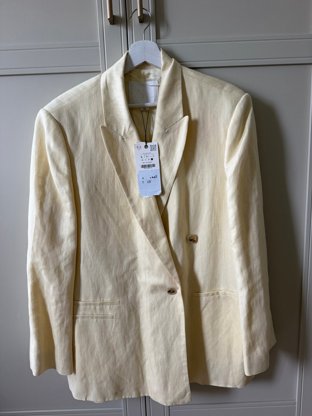 Zara Linnen Blazer Maat L - Nieuw met kaartjes, Beige, Maat 42/44 (L), Nieuw, Ophalen of Verzenden