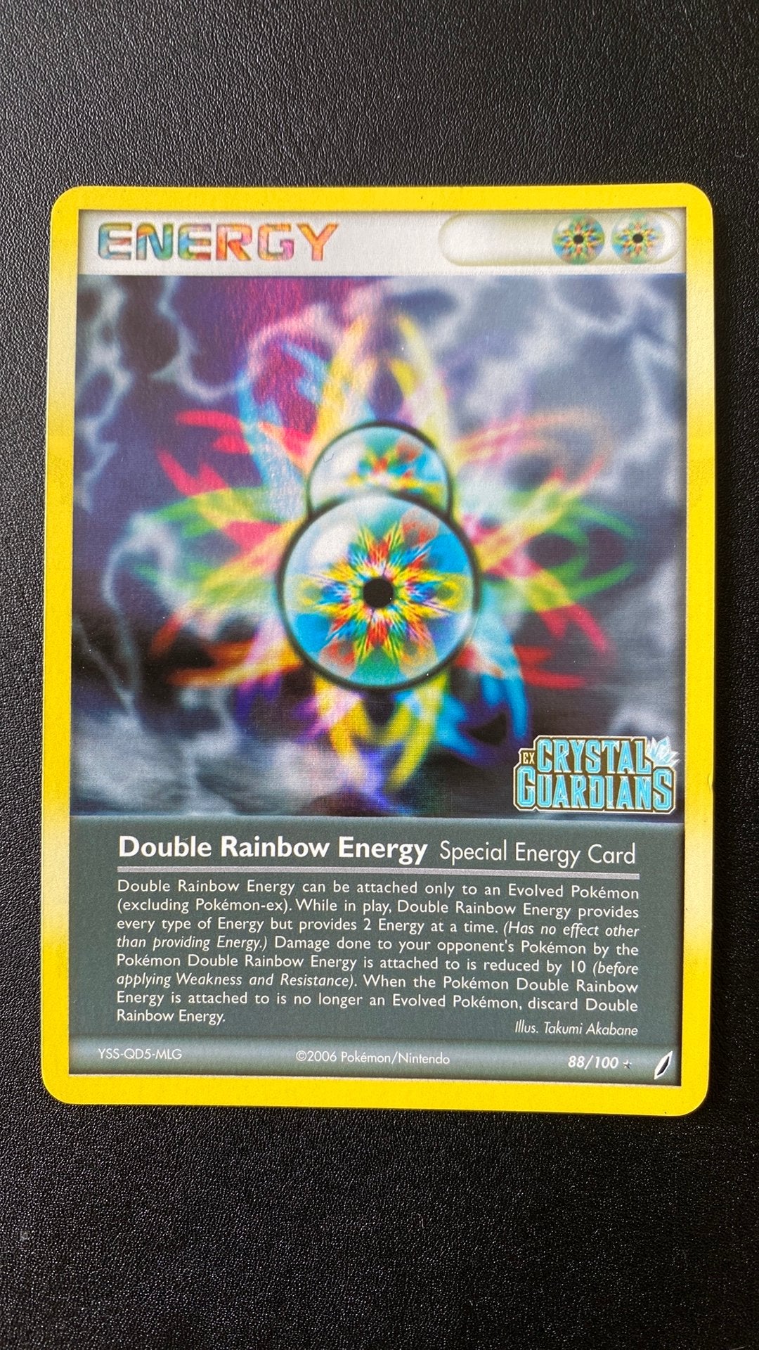 Pokemon double rainbow energy 88/100 crystal guardians holo, Ophalen of Verzenden, Zo goed als nieuw, Losse kaart