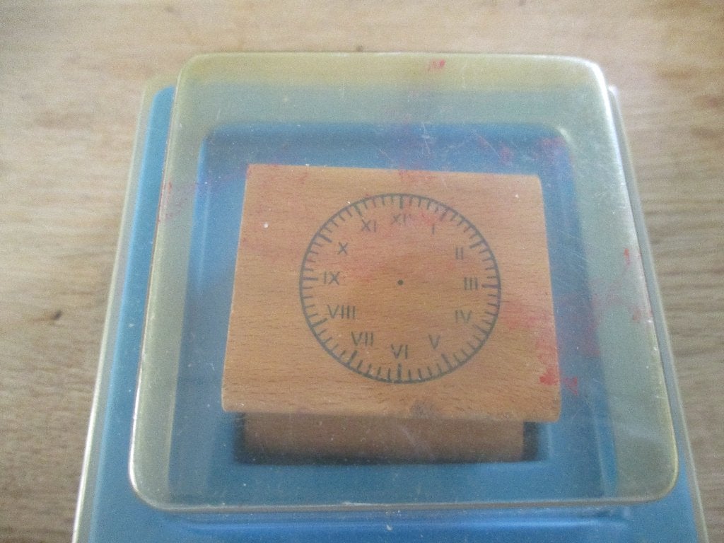 SCHOOLSTEMPEL KLOK, Ophalen of Verzenden, Gebruikt, Houten stempel