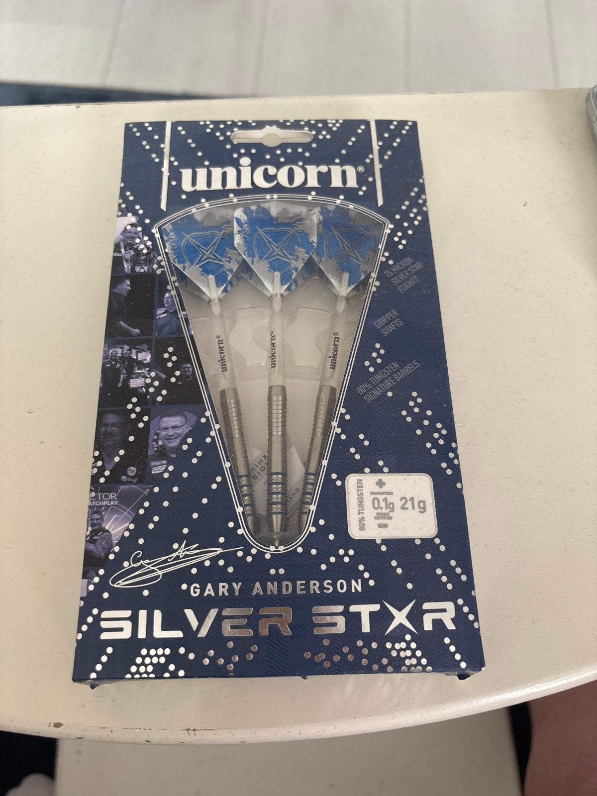 Unicorn Gary Anderson Silver Star Darts 21g - Nieuw in doos, Ophalen of Verzenden, Nieuw, Pijlen