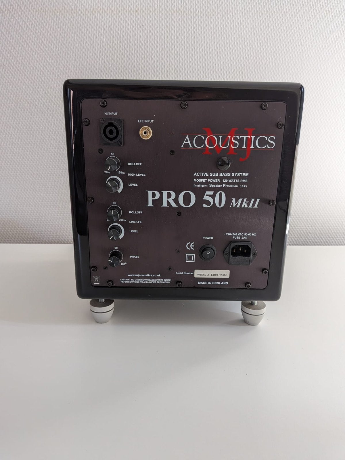 MJ Acoustics PRO 50 MKII Subwoofer - Zwart Hoogglans, Overige merken, Inclusief kabels, Subwoofer, Ophalen of Verzenden