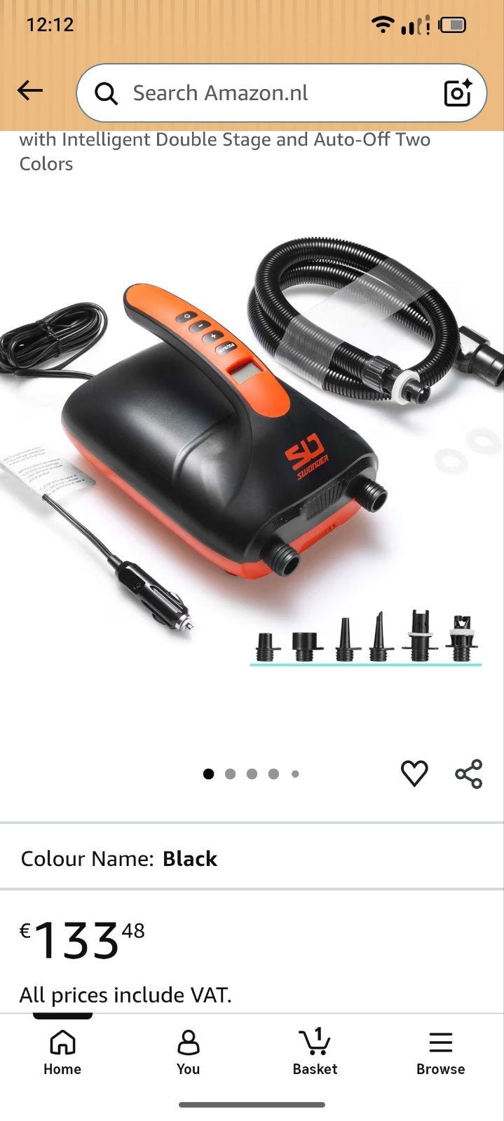 Swonder elektrische pomp voor luchtbed, SUP, boot e.d., Ophalen of Verzenden, Nieuw