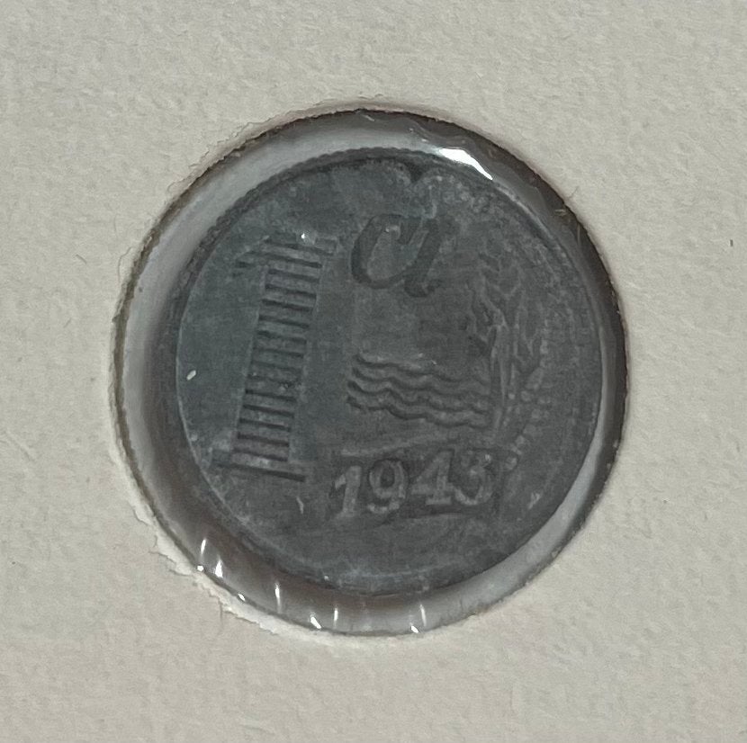 1 cent Nederland 1943 zink, Ophalen of Verzenden, Koningin Wilhelmina