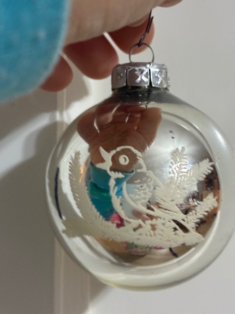 Vintage DDR kerstbal Made in GDR vogel dennentak jaren 60/70, Diversen, Ophalen of Verzenden, Gebruikt
