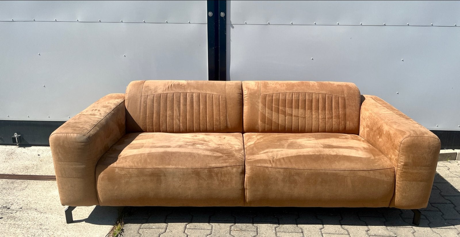 Cognac 3-zits bank van microleder - Label51, Ophalen, Overige materialen, Driepersoons, 75 tot 100 cm