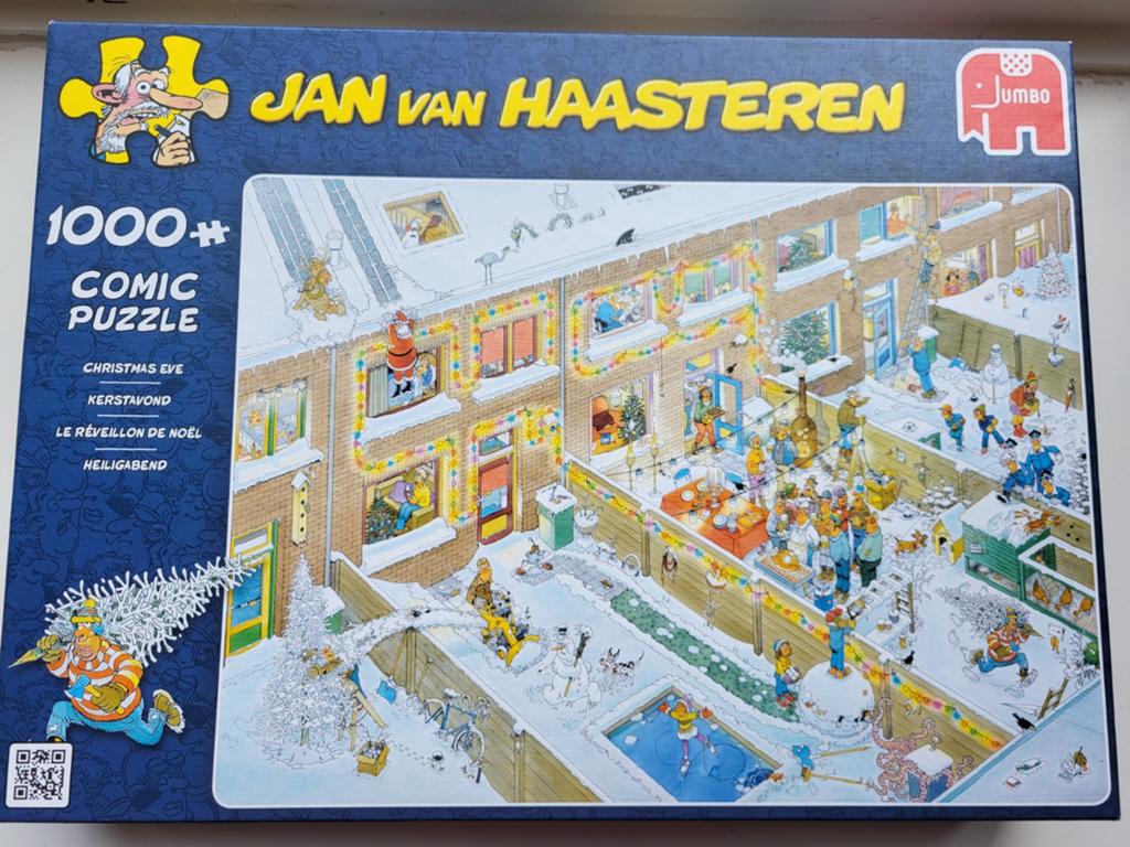 Jan van Haasteren 1000 stukjes - Kerstavond, Hobby en Vrije tijd, Denksport en Puzzels, Ophalen, 500 t/m 1500 stukjes, Zo goed als nieuw