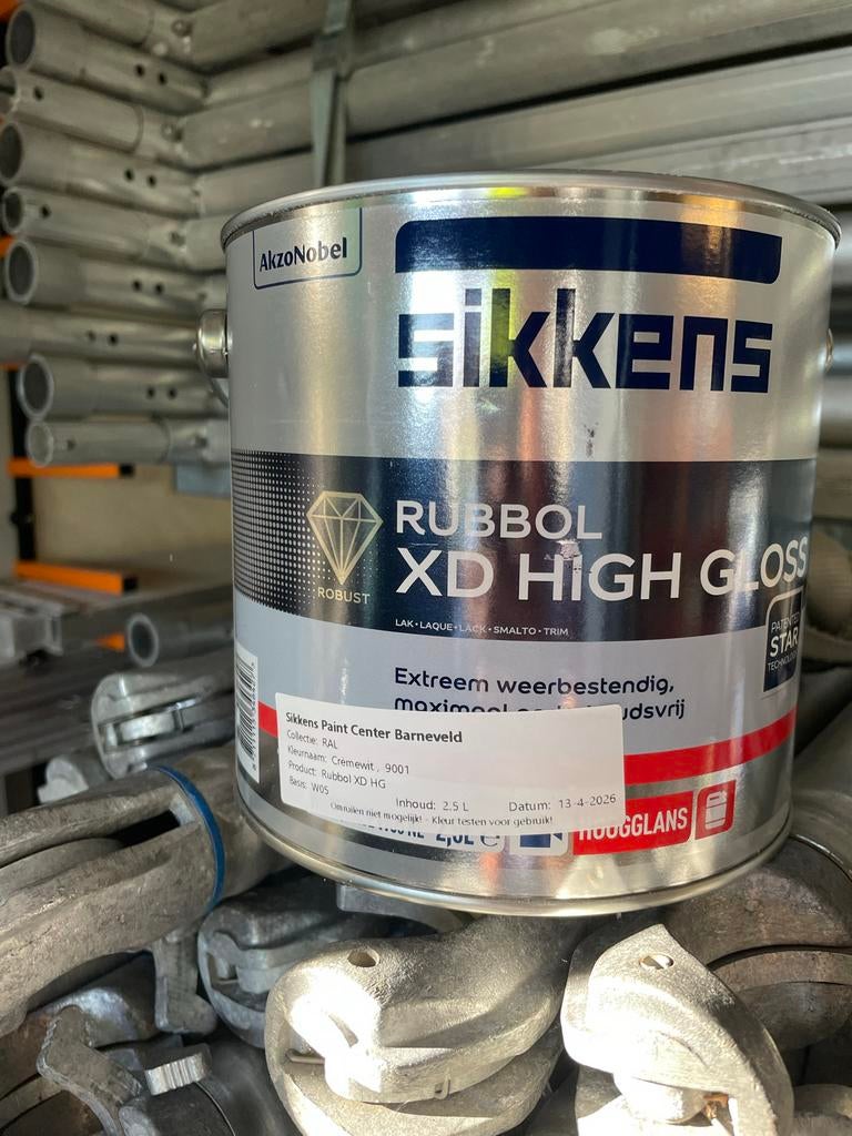 Sikkens Rubbol XD High Gloss Ral 9001Crèmewit 2.5L, Ophalen, Wit, Nieuw, Lak