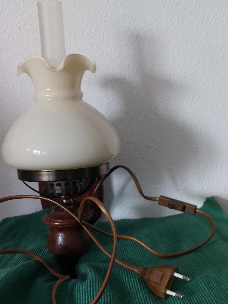 Wandschemerlamp eiken electrisch olielamp, Ophalen of Verzenden, Gebruikt