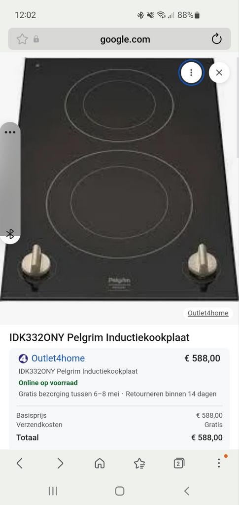  Pelgrim Inductiekookplaat IDK332ONY, Nieuw, 3 kookzones of minder, Ophalen of Verzenden, Inbouw