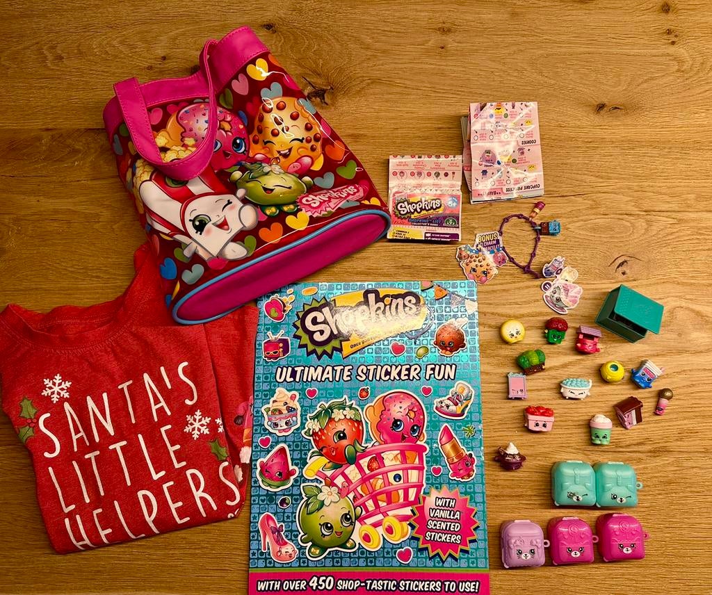 SHOPKINS pakket met poppetjes, sticker -doeboek, longsleeve, Ophalen of Verzenden, Zo goed als nieuw